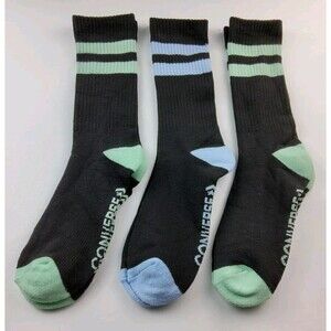 Converse Half Cushion Stripe Crew Socks Lot Of 3 Pairs Size 6-12